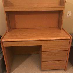 Wooden desk with hutch
