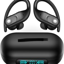 Wireless Earbuds Bluetooth Headphones 130Hrs Playtime with 2500mAh Wireless Charging Case LED Diaplay Hi-Fi Waterproof Over Ear Earphones for Sports R