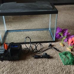 20 Gal. Fish Tank, Filter, Heater, + Extras