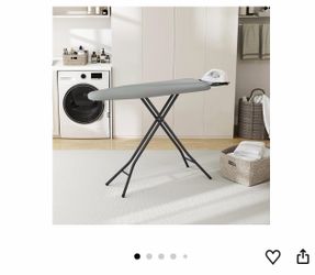 #R4 hIroning Board 43"x14" with Heavy Duty Iron Rest, Foldable, Gray Full Size Ironing Surface with Sturdy Steel X-Frame, 9 Adjustable Heights 21 to 3