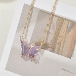 Purple Butterfly Necklace 