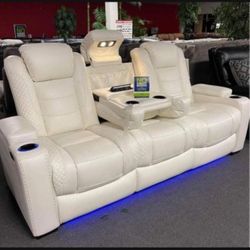 👉 White Power Reclining Sofa With Adjustable Headrest Party Time👈 Brand New💯 Financing ✅ Living Room/ Game Room👍Color Options