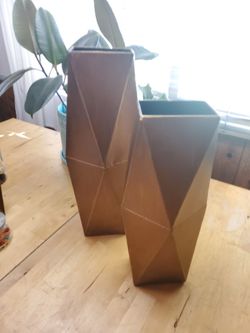 Copper Colored Metal Vases