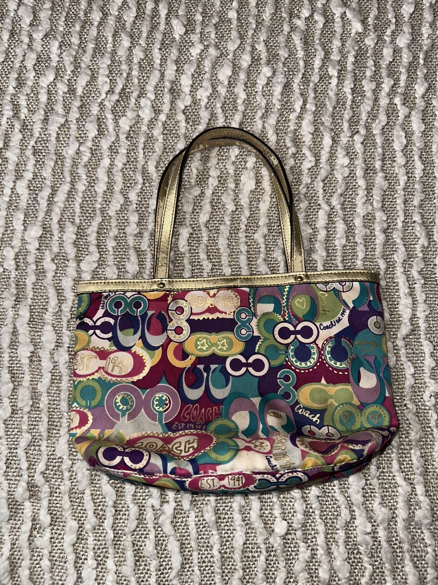 Coach Poppy Graffiti Colorful Signature Mini Tote Bag