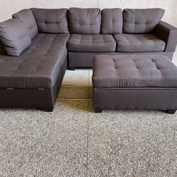 Sectional Couch Excellent Condition Has Cupholder And Also Two Storage Compartment. Ottoman Has A Storage Compartment As Well Like New.