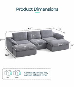 Gray Sectional Sofa with Double Chaise