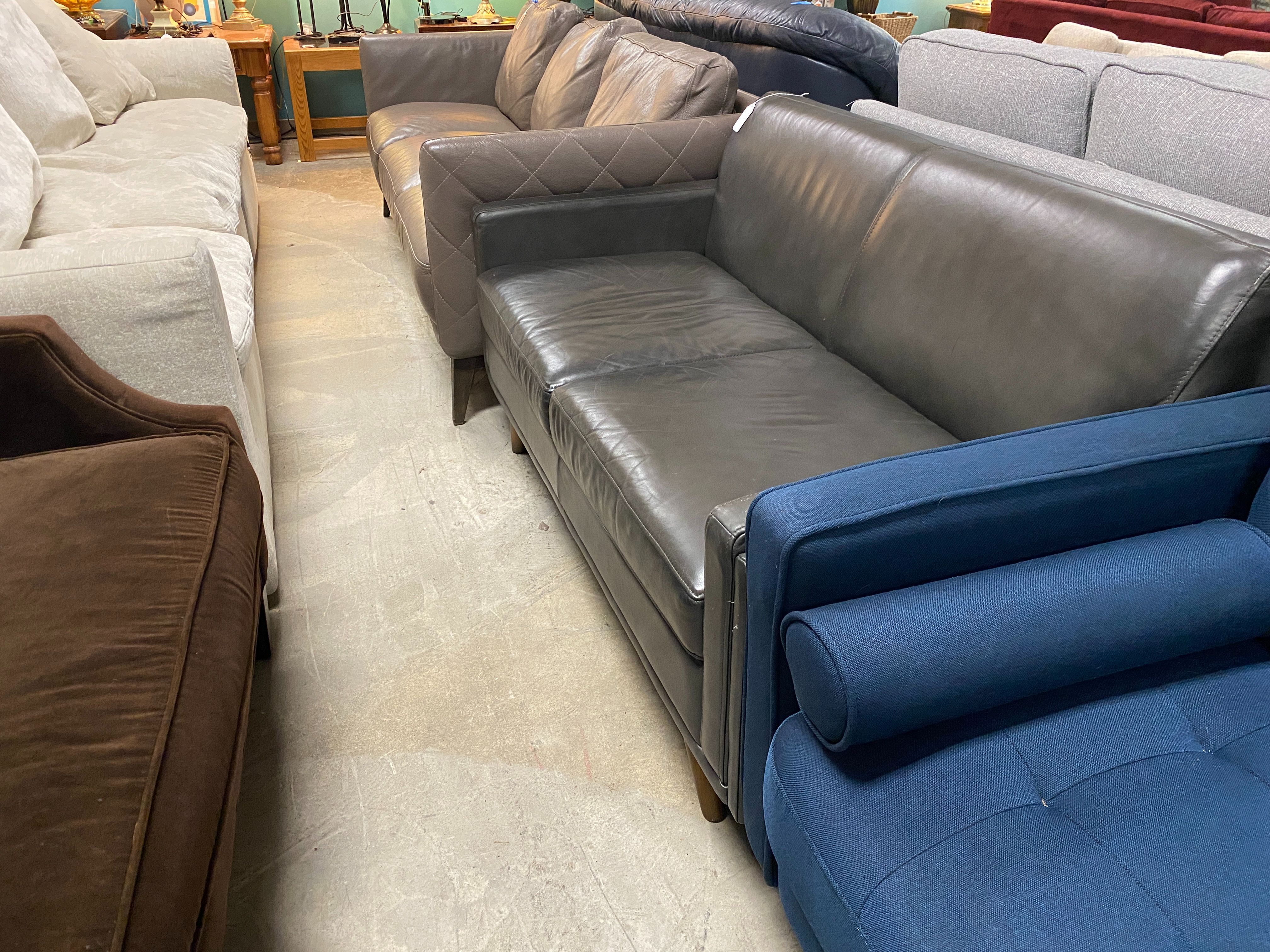 Grayish Leather Loveseat