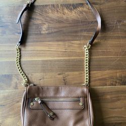 Brown Faux Leather Crossbody 
