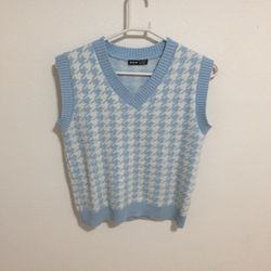 Blue And White Sweater Vest