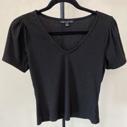 Black Vneck Short Sleeve Shirt 