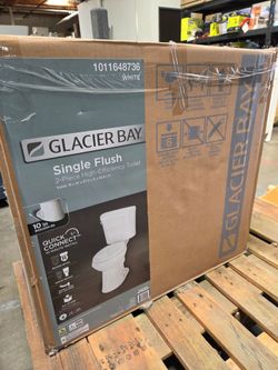 Glacier Bay 10 in. Rough In 2-Piece 1.28 GPF Single Flush Round Toilet in White, Seat Included