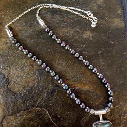 SS Pearl & Labradorite Pendant Necklace