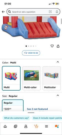 Little Tikes Jump 'n Slide Inflatable Bouncer Includes Heavy Duty Blower With GFCI, Stakes, Repair Patches, And Storage Bag, for Kids Ages 3-8 Years