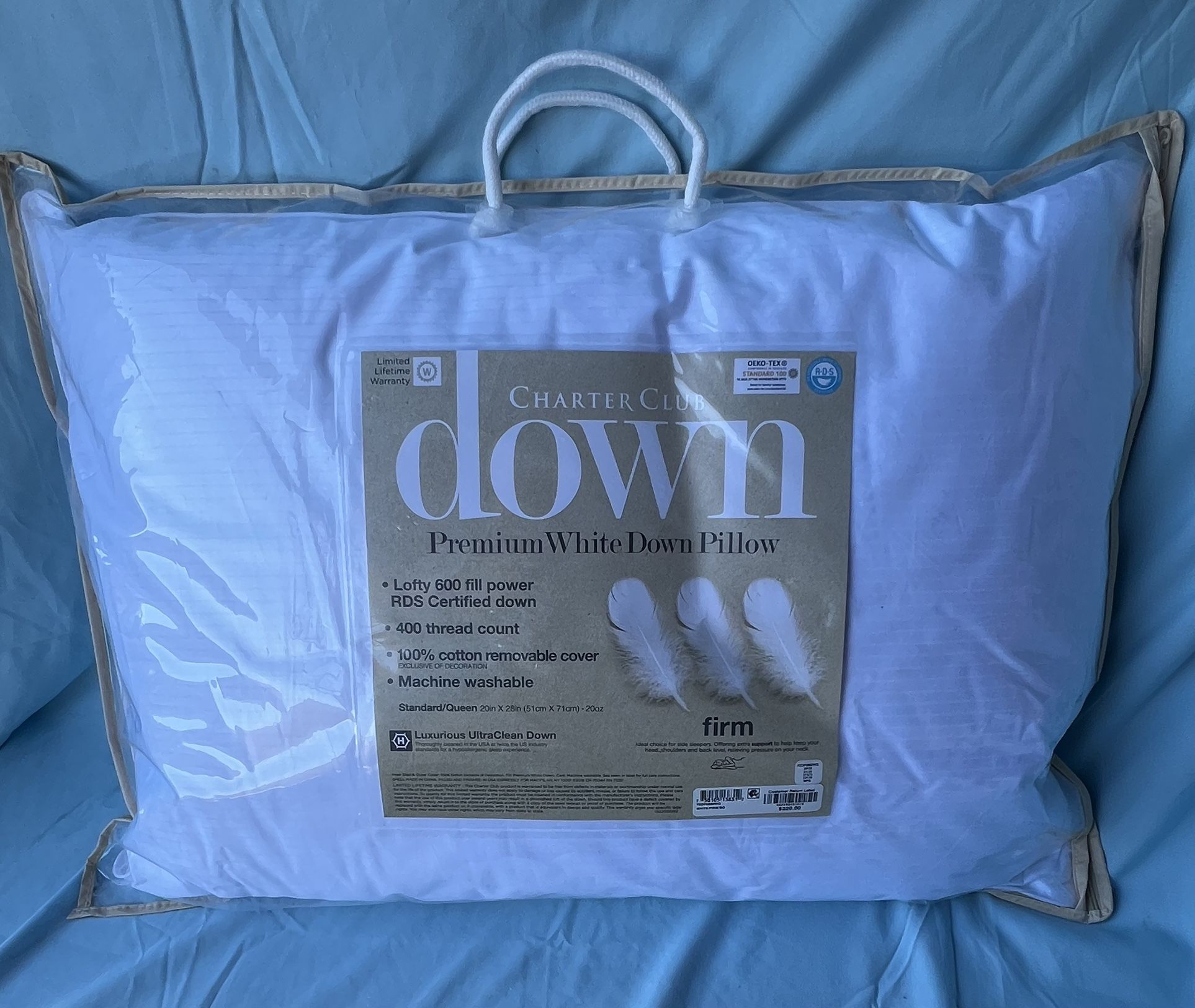 White Down Firm Density Pillow