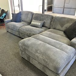 Grey Corduroy Modular Sectional (can Make It Bigger Or Smaller)