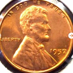 1957 Wheat Penny No Mint Mark/Error L on rim. 