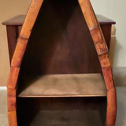 Cute Canoe Shaped Wood Bookcase