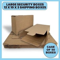 50 Self Locking 12x10x3 Brown Boxes Security Mailing Box Double Walled