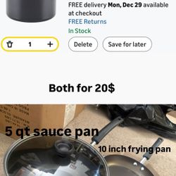 Farberware Cookware pot pan Nonstick 5Qt Saucepan, Dishwasher Safe 10 inch frying pan  Ceramic/aluminum mix .    New sealed packages  Pick up Belmont 