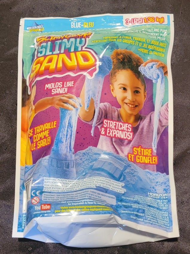 SLIMYSAND by Horizon Group USA, 3 Lbs of Stretchable, Expandable, Moldable Cloud Slime, Non Stick, Slimy Play Sand in A Resealable Bag, Blue- A Sensor