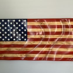 Wood American Flag (wavy)