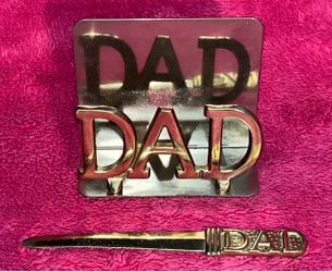 Vintage Brass Mail Letter Holder with Letter Opener DAD