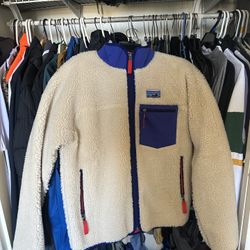 2025 Patagonia Retro X Fleece Oatmeal Red And Blue Medium