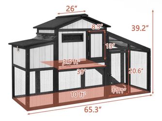 2-Story Outdoor Wooden Chicken Coop for Small & Large Chickens, Run Ramp, 2 Nesting Boxes, UV-Resist