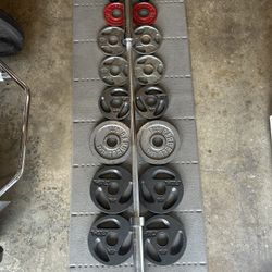 Weights, Olympic Plates And Bar,