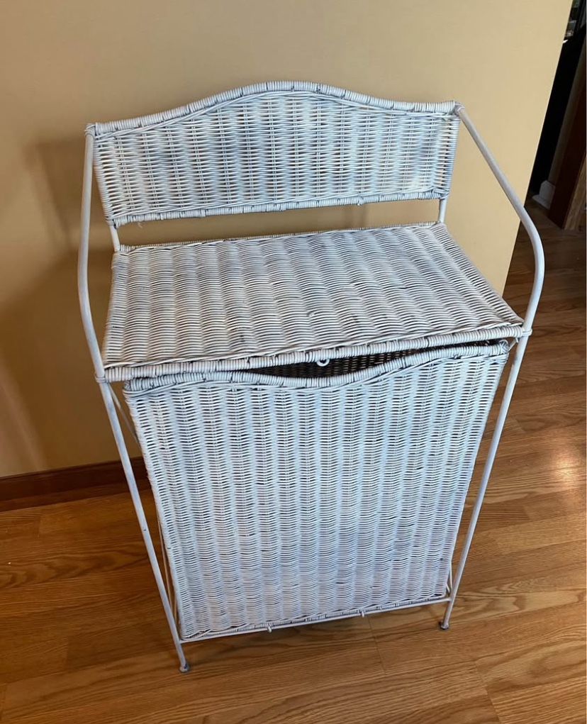 Farmhouse Clothes Hamper: I used to it to store Paper Towels. Great condition. Easy open-
