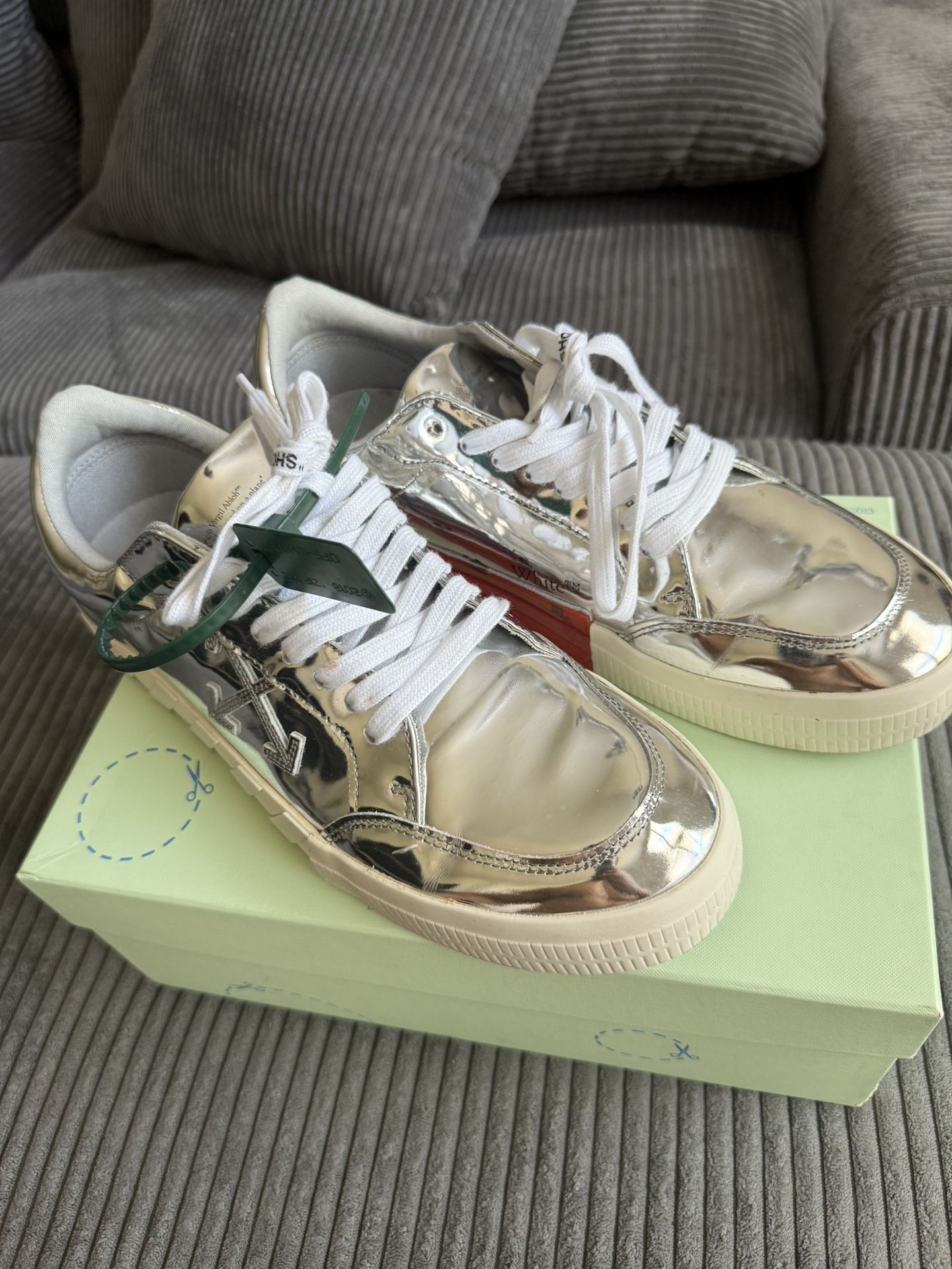 Off-White Silver Mirror Shoes Size 13