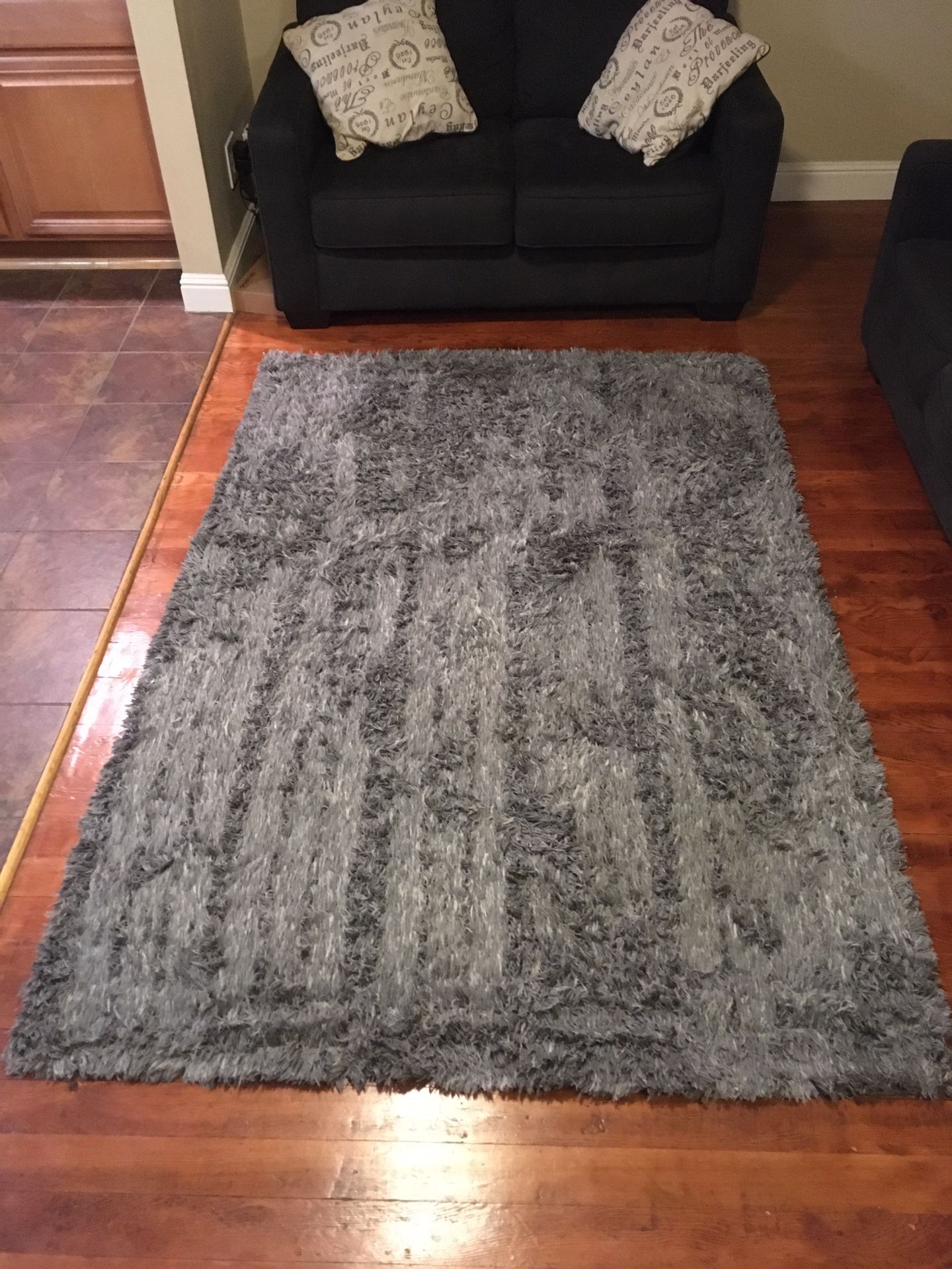 Gray silver shag rug