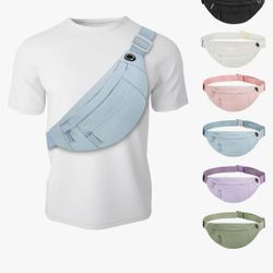 Large Fanny Waist Pack Crossbody Belt Bag for Women and Men,Lightweight Bag with Zipper and Pockets,Water Resistant,Hands Free Phone Carrying,for Run