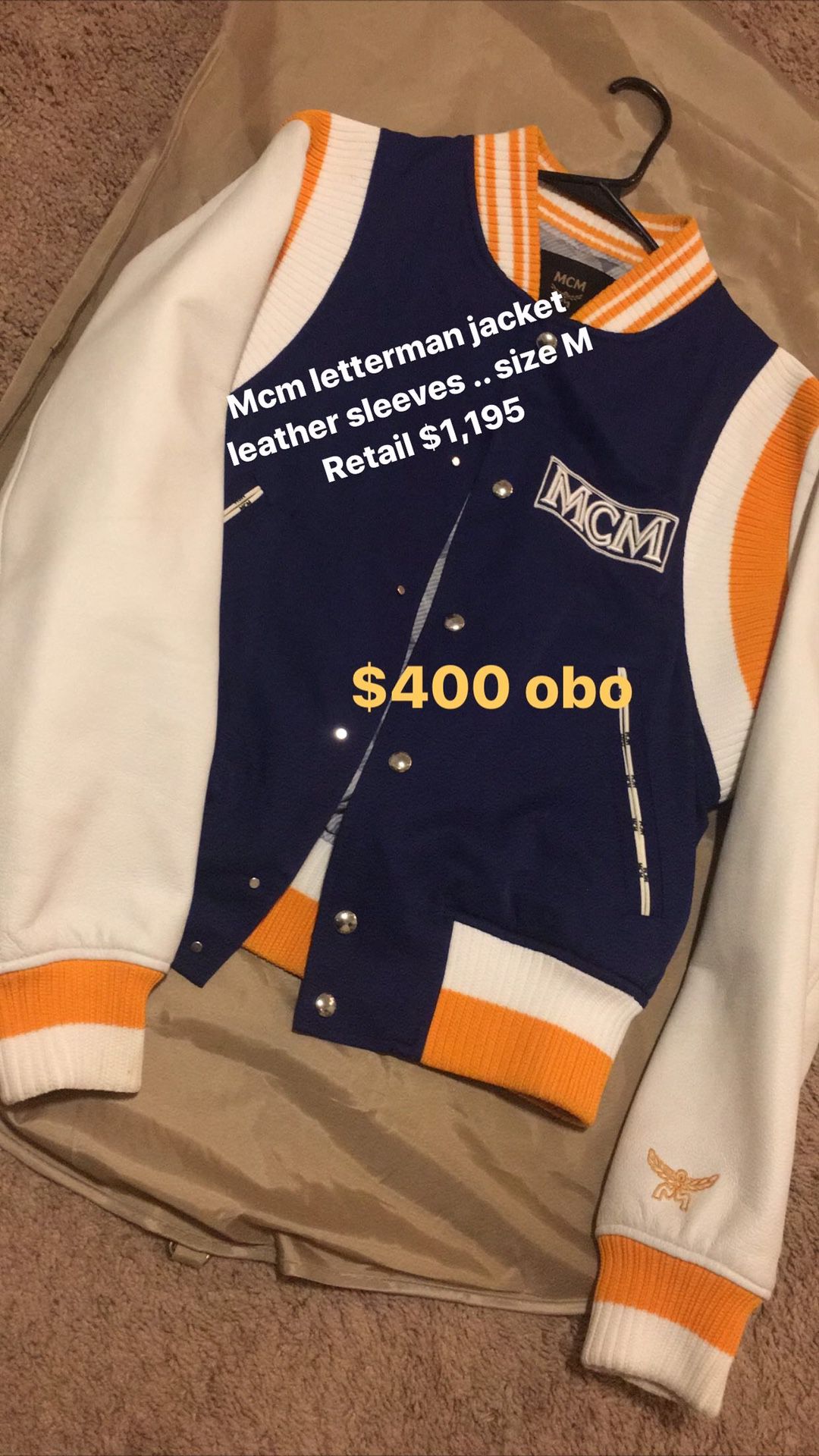 Mcm letterman jacket authentic