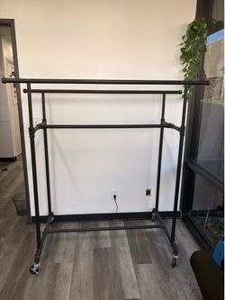 Industrial Double Rail Rolling Clothing Rack