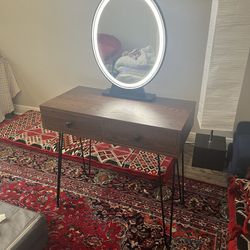 Vanity Desk with Light up Mirror Brown