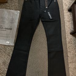 Waxed Purple Flare Jeans