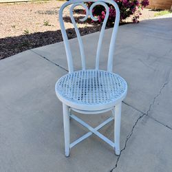 White Vintage Bentwood Cane Seat Sweetheart Chair