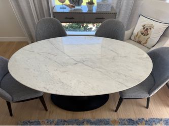 Oval marble table and chairs