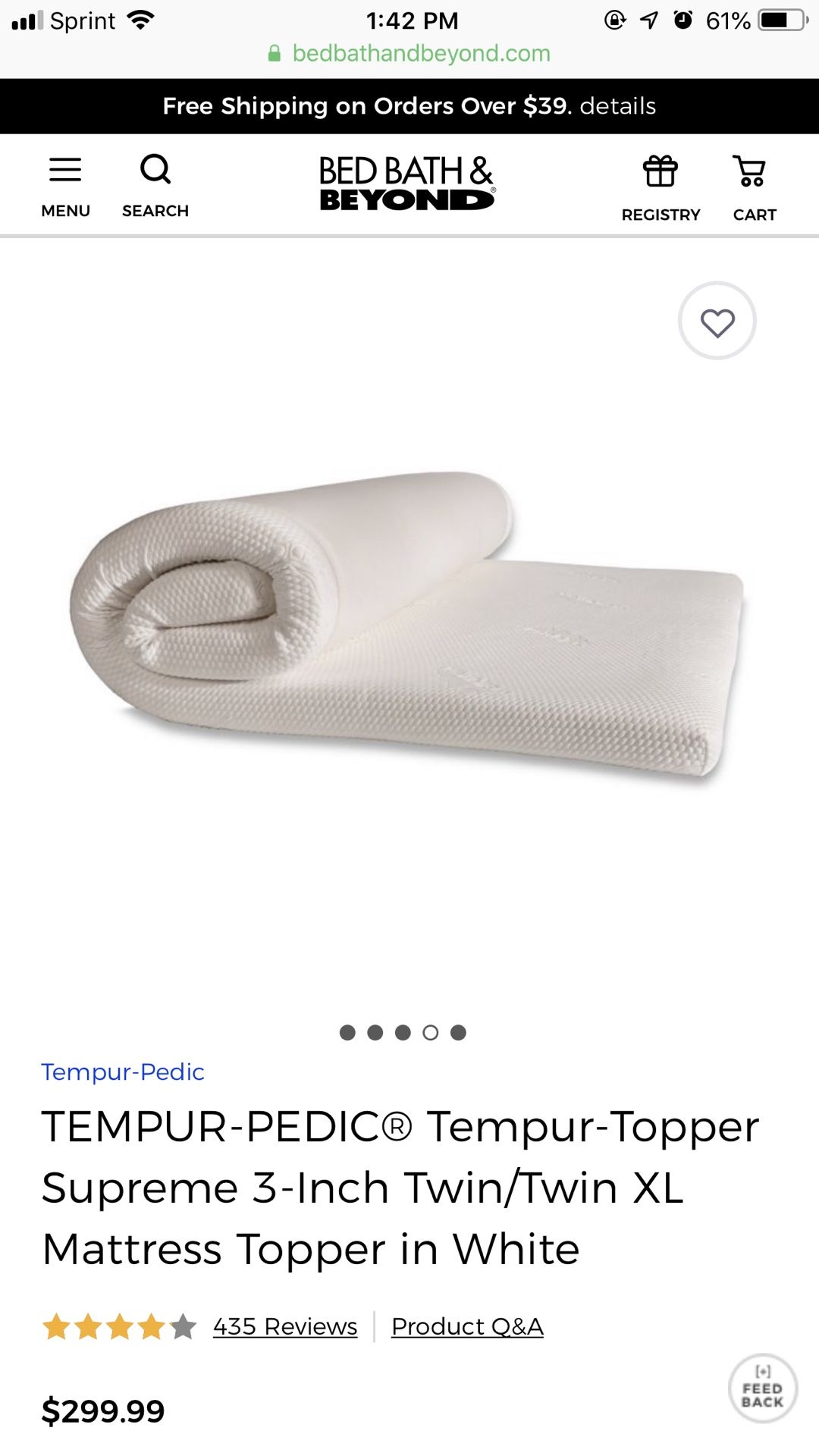 LIKE NEW QUEEN SIZE Tempurpedic 3inch Memory Foam Mattress Topper for Sale in HALNDLE BCH, FL
