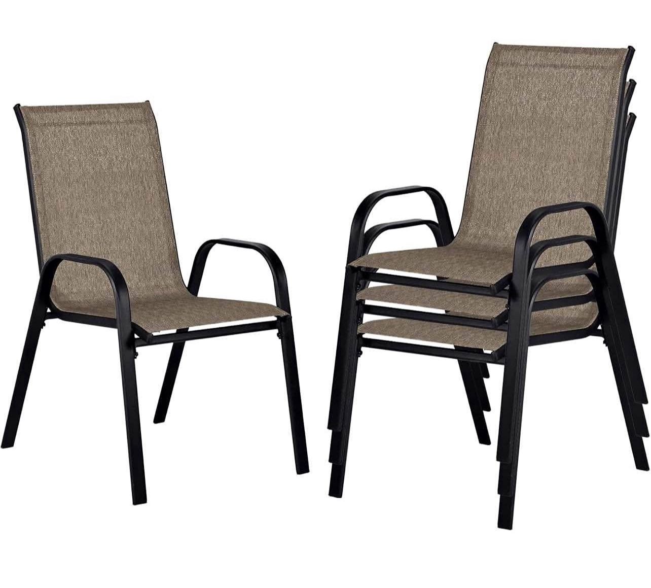 Set of 4, Outdoor Dining Chairs, Outdoor Patio Dining Sets with Cooling Fabric, for Lawn, Porch, Poo