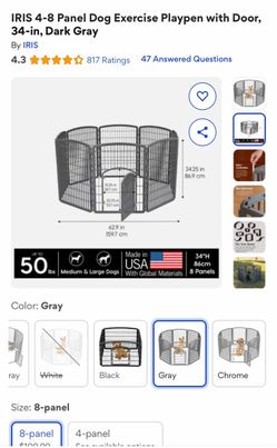 IRIS 8 Panel Dog Playpen/Exercise Pen