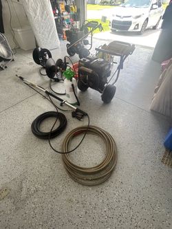 Selling everything as one complete package. Includes two gas pressure washers (Westinghouse 4400 PSI / 4.2 GPM and DeWalt 3800 PSI with Honda GX270 en