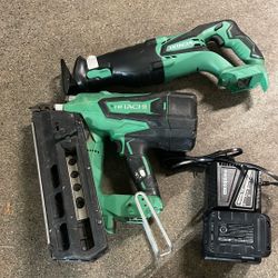 Hitachi Framing Gun Sawzall 2 Baterías Y Cargador