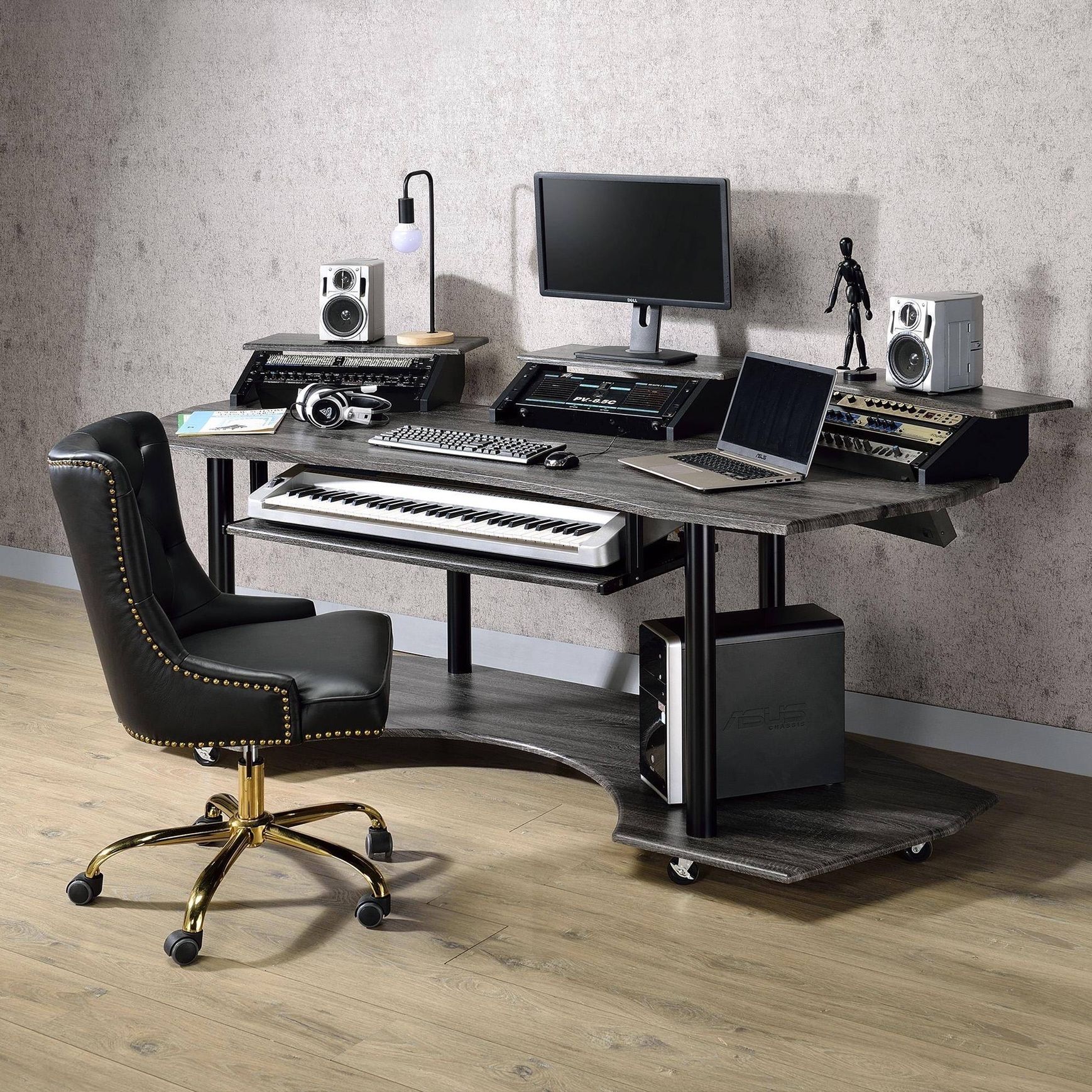 Brand New 83" Black Oak Computer Desk