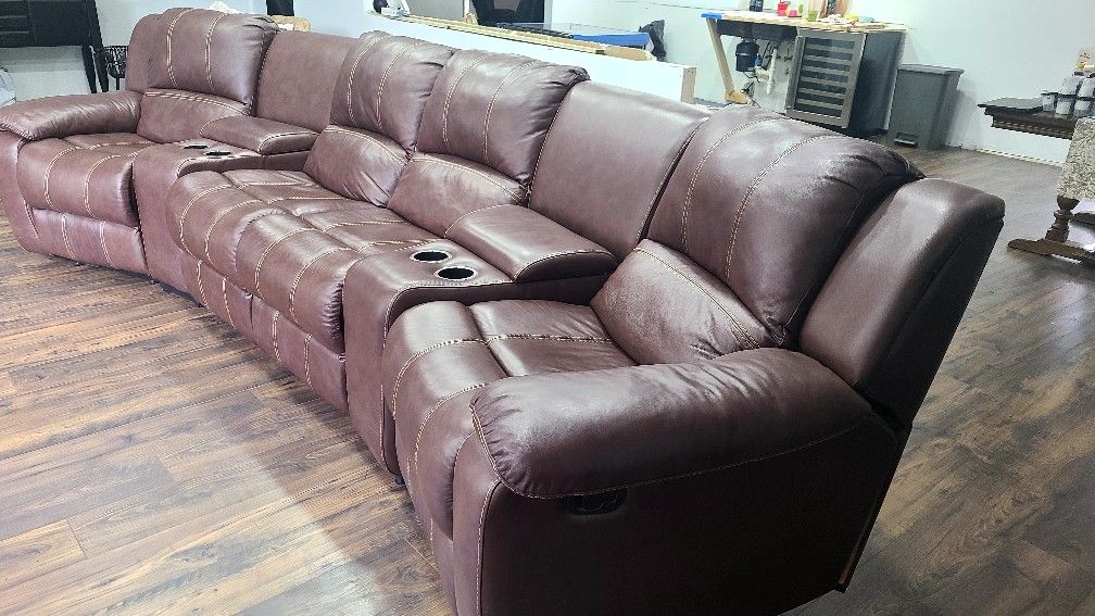Brown Recliner  Leather Theatre Couches