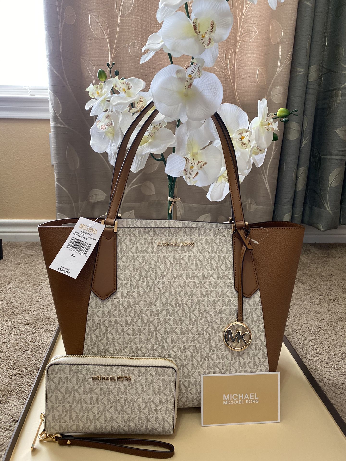 Michael Kors handbag tote purse bag with matching wallet set