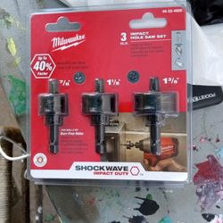 Milwaukee Impact Hole Saw 3pk  7/8", 1-1/8" &1-1/8"