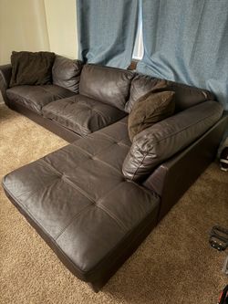 Brown Leather Sectional $250
