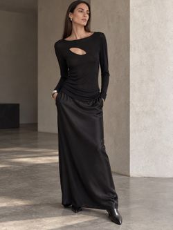 Donna Karan Collection Black Cutout Top M Made in Italy